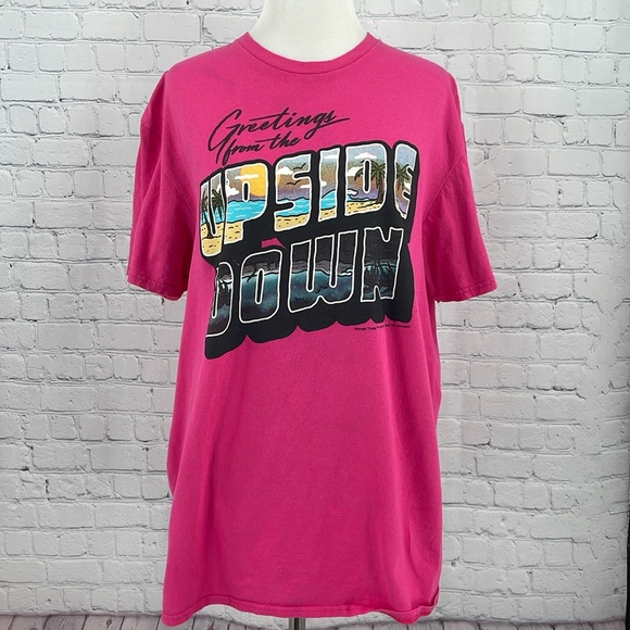 Barbie Pink Stranger Things Greetings From The Upside Down Tee 100% Cotton L - Picture 1 of 6